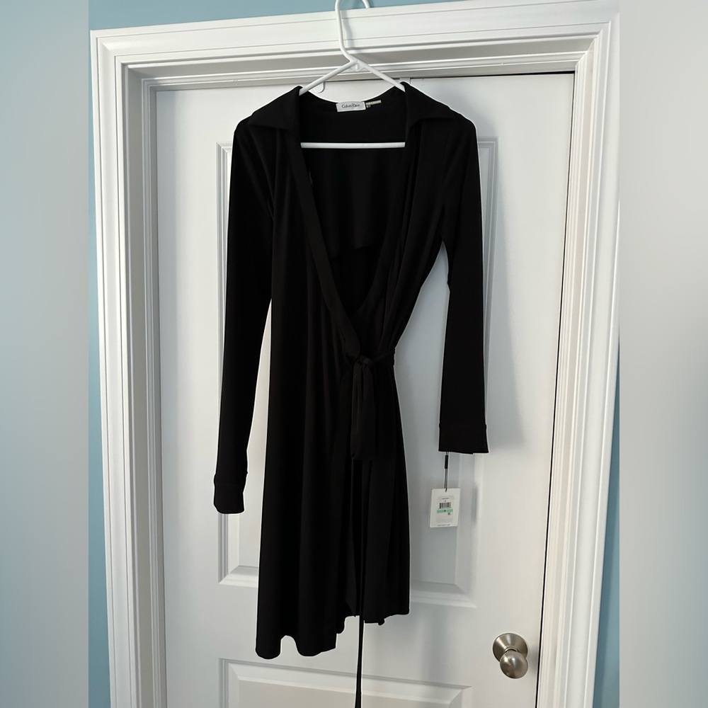 NWT Calvin Klein Black, Wrap Dress.